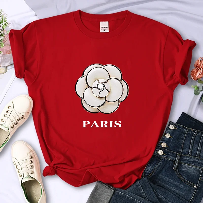 T-shirt imprimé floral de marque de luxe pour femme, manches de personnalité Y2k, col rond, décontracté, coton, haute qualité, été, 100%