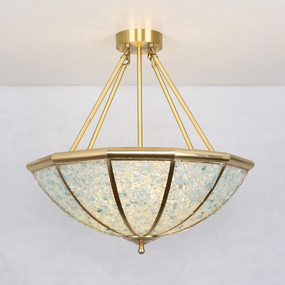 24-Inch Light Luxury Copper Natural Crystal Lamp in the Living Room Bedroom Study Lamp Hotel Room Exhibition Hall Lamp Creative