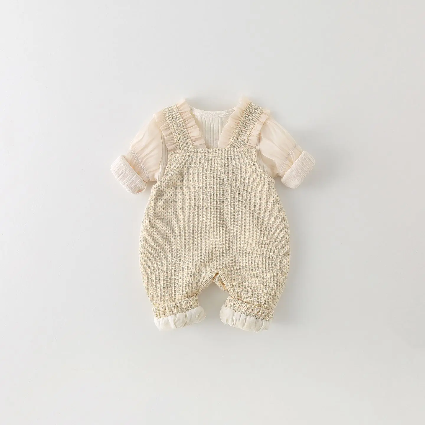 Somenie Baby Autumn Overalls Set Spring and Autumn Baby Girl Two-piece Set Newborn Super Cute Princess Foreign Gas Split Clothes