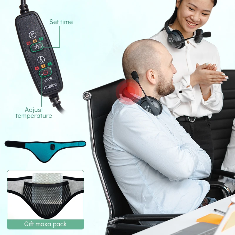 Electric Heating Neck Brace Cervical Vertebra Fatigue Therapy Reliever Neck Pain Relieve Strap Health Care Tool Neck Stretcher