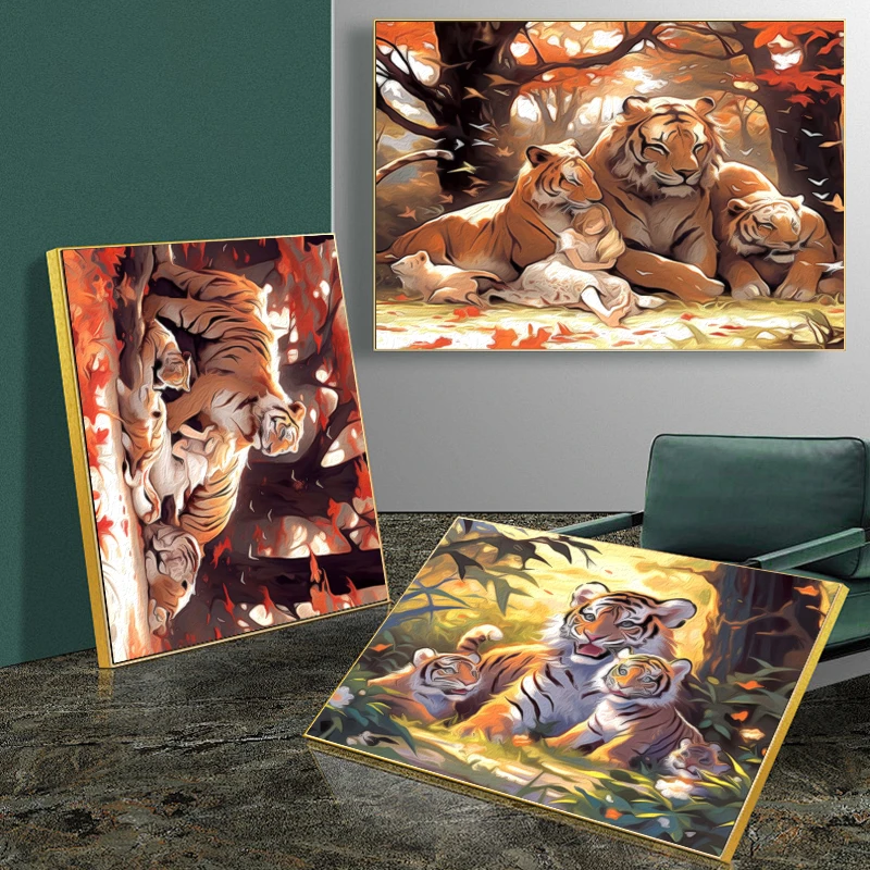 SDOYUNO Painting By Number Adults Animals Tiger Handpainted Oil Painting On Canvas Funky Home Decor Items