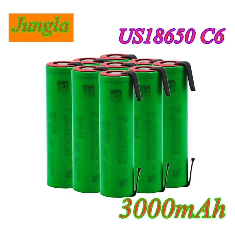 VTC6 3.7V 3000mAh 18650 Li-ion Battery 30A Discharge for US18650 VTC6 Tools e-cigarette batteries+DIY Nickel sheets