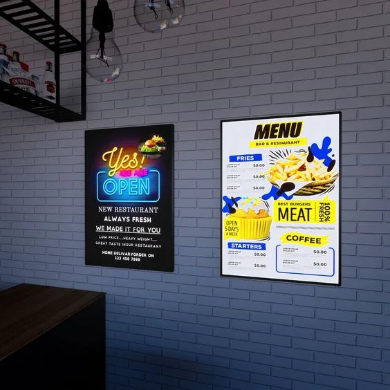 A1/A2/A3/A4 Restaurant Menu Board Signboard for Fast Food Menu Led Backlit Poster Frame Light Box Advertising