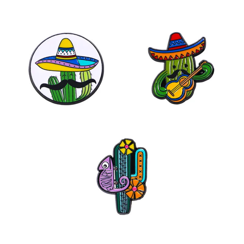 Cactus Enamel Pins Cowboy Westside Brooch Lapel Badges Jewelry Gift for Friends