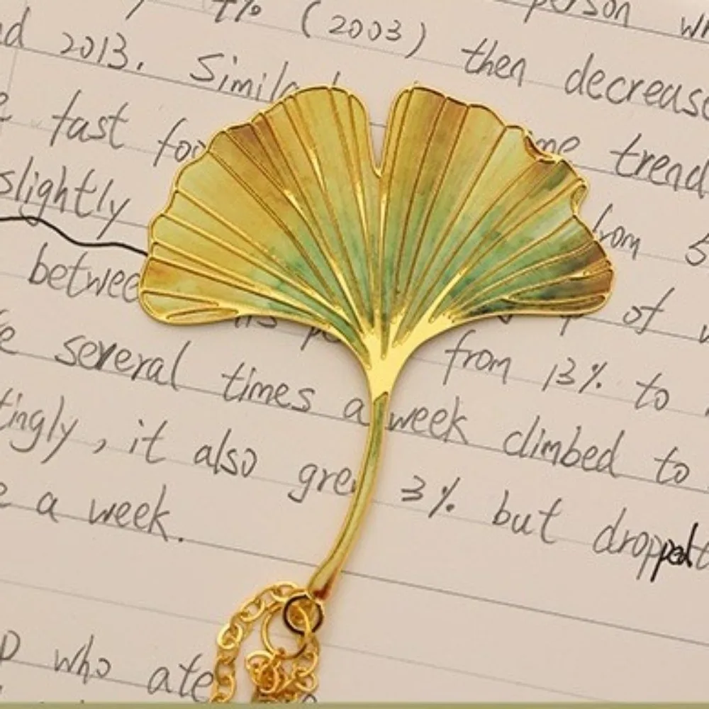 Aesthetic Stationery Gilt-Edged Metal Bookmark Pendant Design Exquisite Craft Leaf Bookmark Reading Bookmark Student Reading