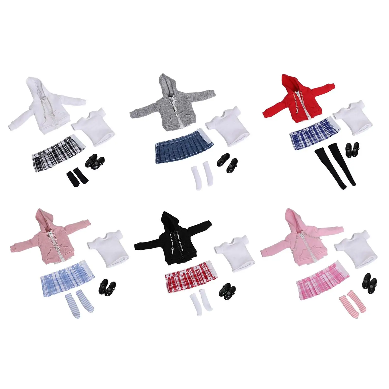 1/12 Scale Figure Clothing Set Play House Decorative Doll Uniform Kits for Living Room Household Show Study Room Party Favors