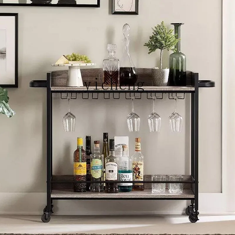 

ZK marble dining cart wooden steak trolley meat cutting dishes buffet home wine wrought iron cart
