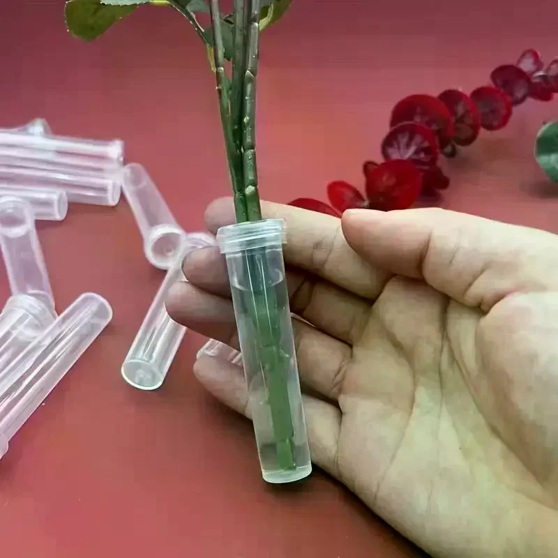 20PCS Plastic Flower Water Tubes With Silicone Caps, Reusable Transparent Floral Vials For Flower And Plant Preservation