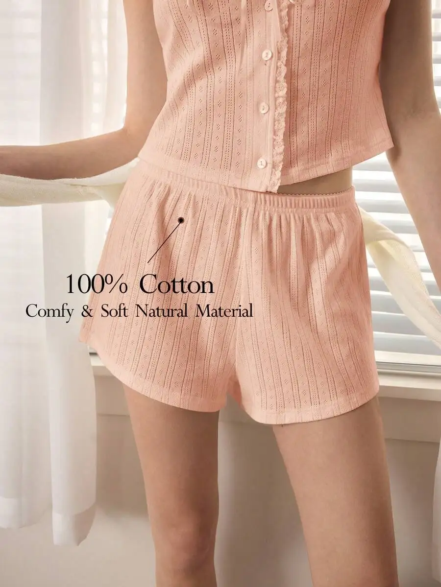 

Cotton Jacquard Shorts Comfortable Soft Minimalist Sleepwear Bottom For Women