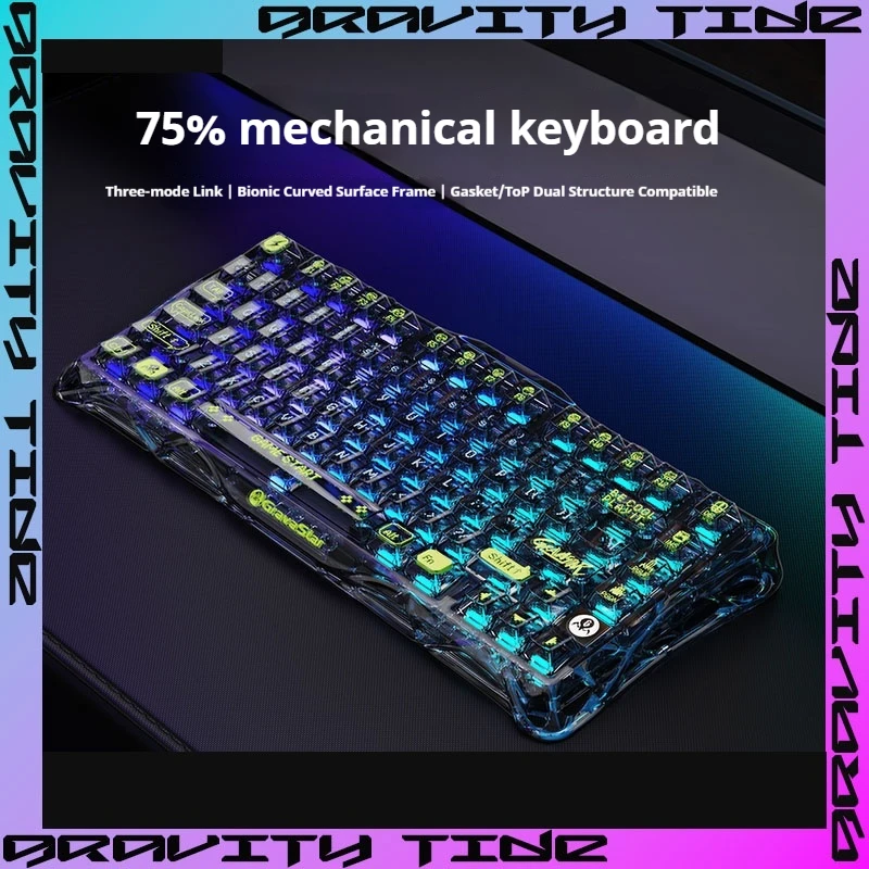 Gravastar 79keys Transparent Mechanical Keyboard Wireless 75% Mechanical Keyboard Bluetooth Wired Customized Esports Gaming Gift