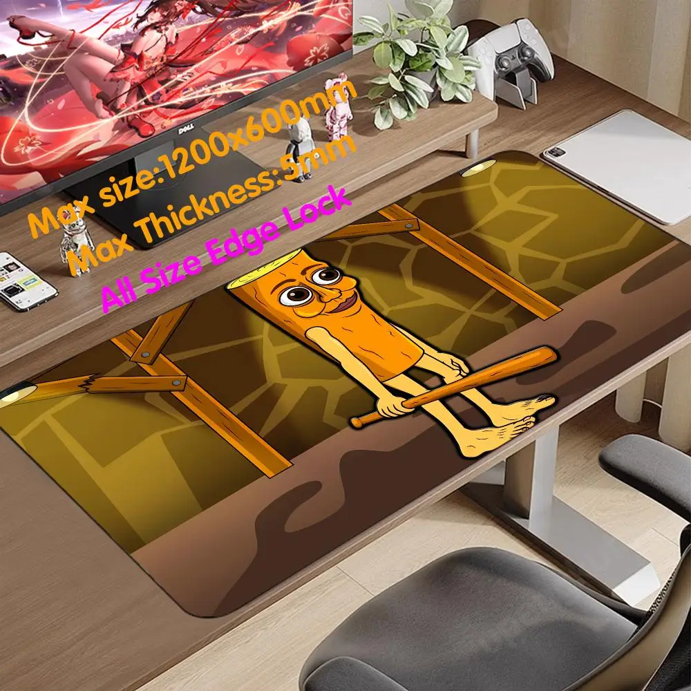 Tung Sahur Mouse Pad 1200x600 Mouse Pad 5mm Gamers All Mouse Gamer Keyboard Carpet Size Edgelock Rubber Mouse Mat