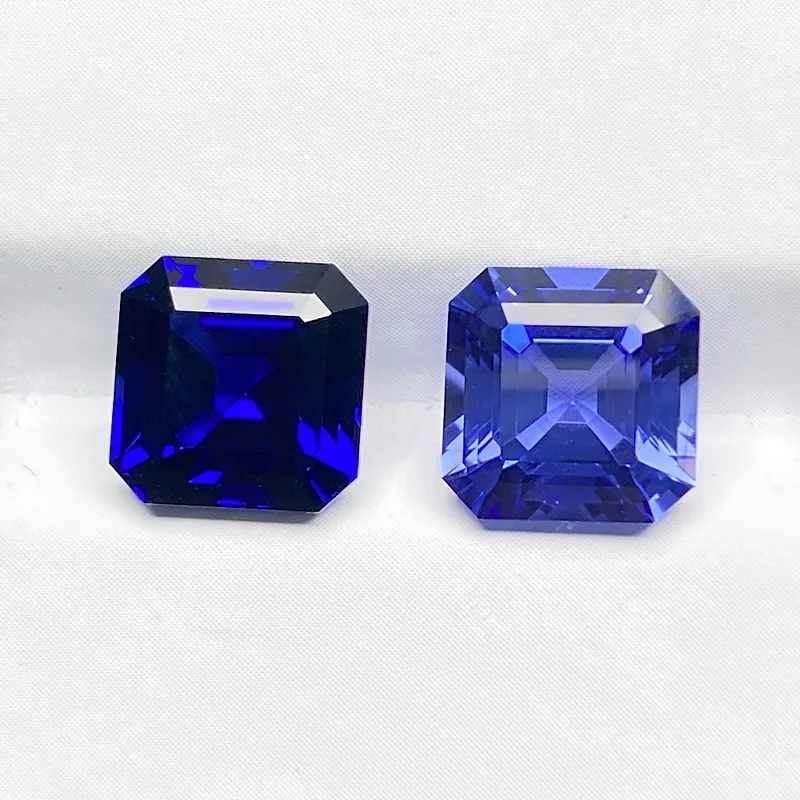 Pirmiana Hand Made High Quality Royal Blue Lab Grown Sapphire Asscher Cut Gemstone for Diy Jewelry Design