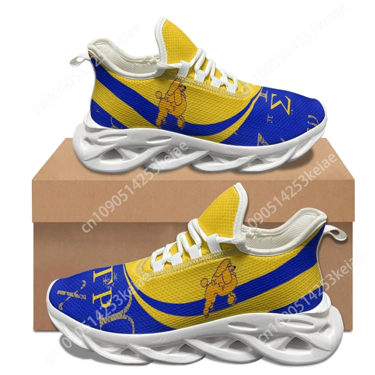 Sigma Gamma Rho Brand Design Comfortable Running Shoes Poodle Pattern Stylish Lace-up Sneakers Teens Breathable Walking Shoes