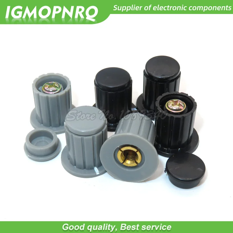 Botão Cap Botão Adequado para Alta Qualidade, Preto e Cinza Potenciômetro, KYP16-16-4, IGMOPNRQ, WXD3-13, 2W, WXD3-12, 1W, 5Pcs