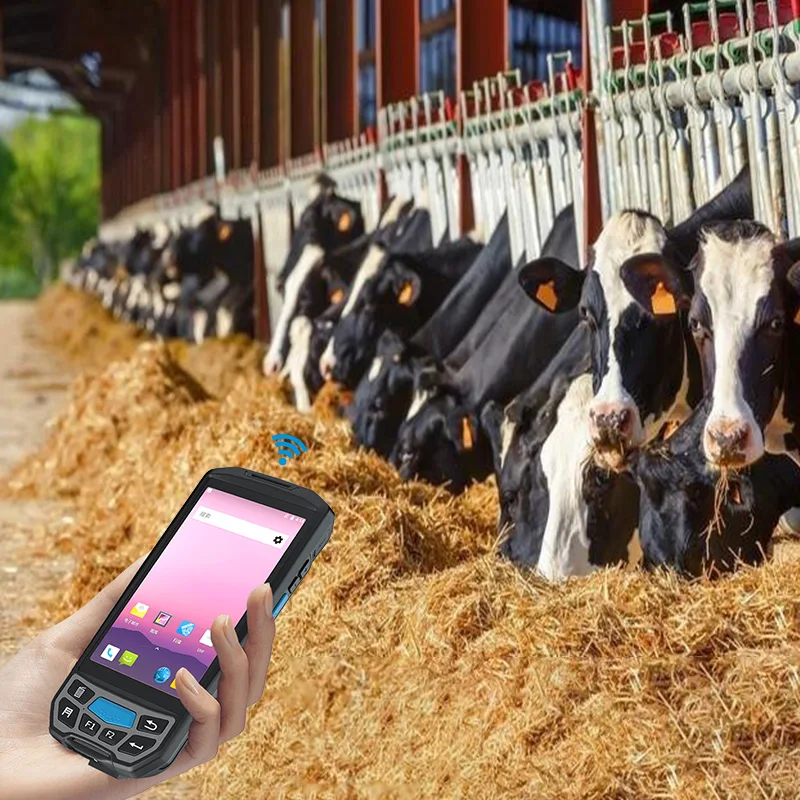 Android 8.1 FDX-B HDX 134.2kHz RFID Czytnik/Scanner znaczków na uszy dla zwierząt, PDA do zarządzania danymi o hodowli bydła, owiec, kóz i gospodarstw mlecznych.