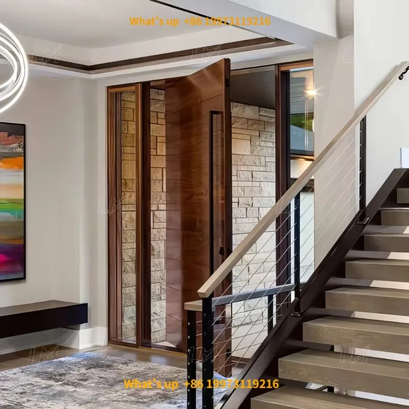2026 Modern Custom Hard Wood Style Door Secure Anti-theft Fire Carved Bulletproof Explosion-proof Villas Exterior Front Entry Do