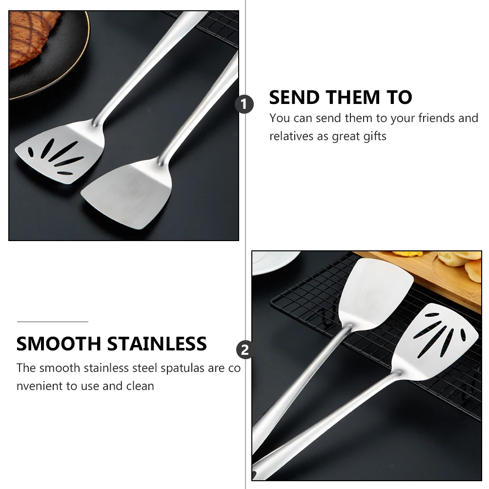 

4pcs Stainless Steel Spatula Set Kitchen Cooking Tools Hanging Design For Home Restaurant Multipurpose Fish Steak Turner