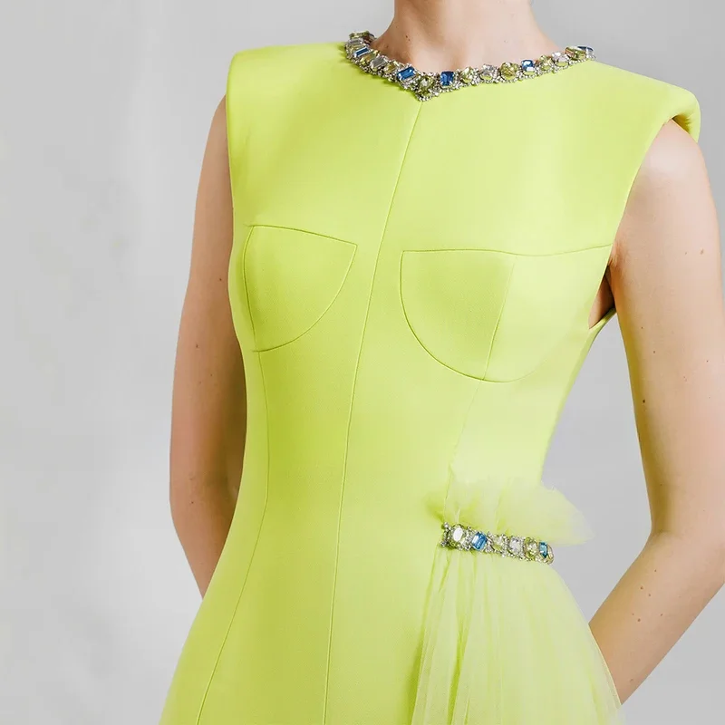 Little Daisy CustomizedWomen Crystal O Neck Ruched Draped Sheath Cocktail Gowns Mini Sleeveless Short Formal Party Dresses