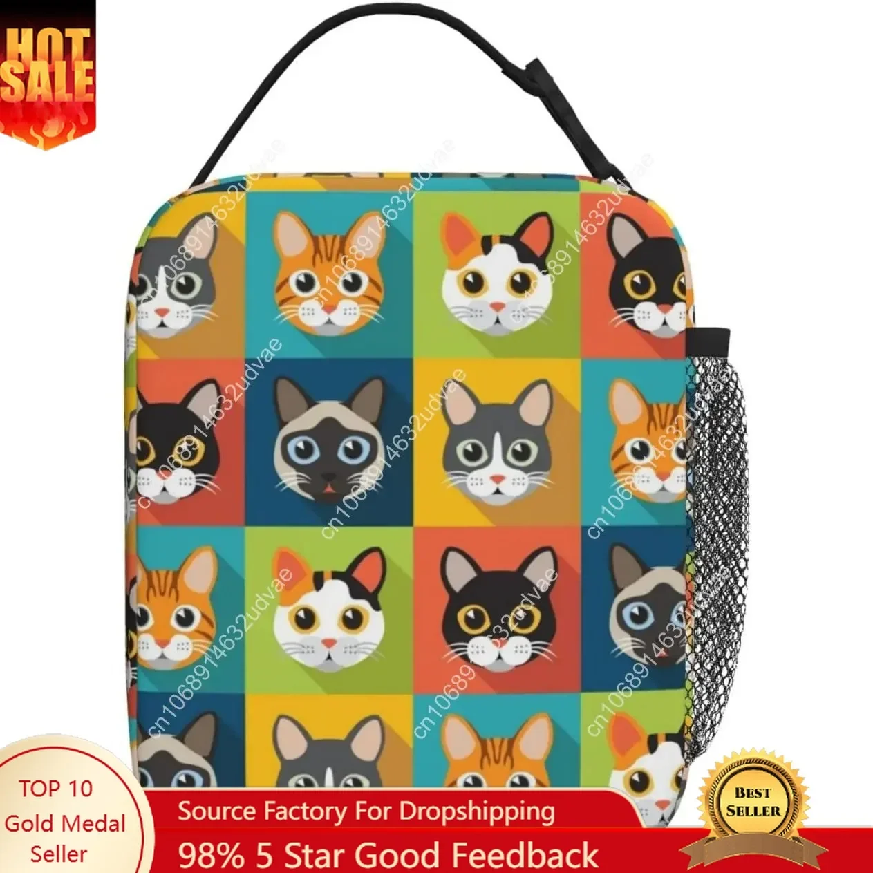 Cat Lunch Bag Insulated Lunch Box For Kids Adult Reusable Lunch Tote Bag For Work Picnic School