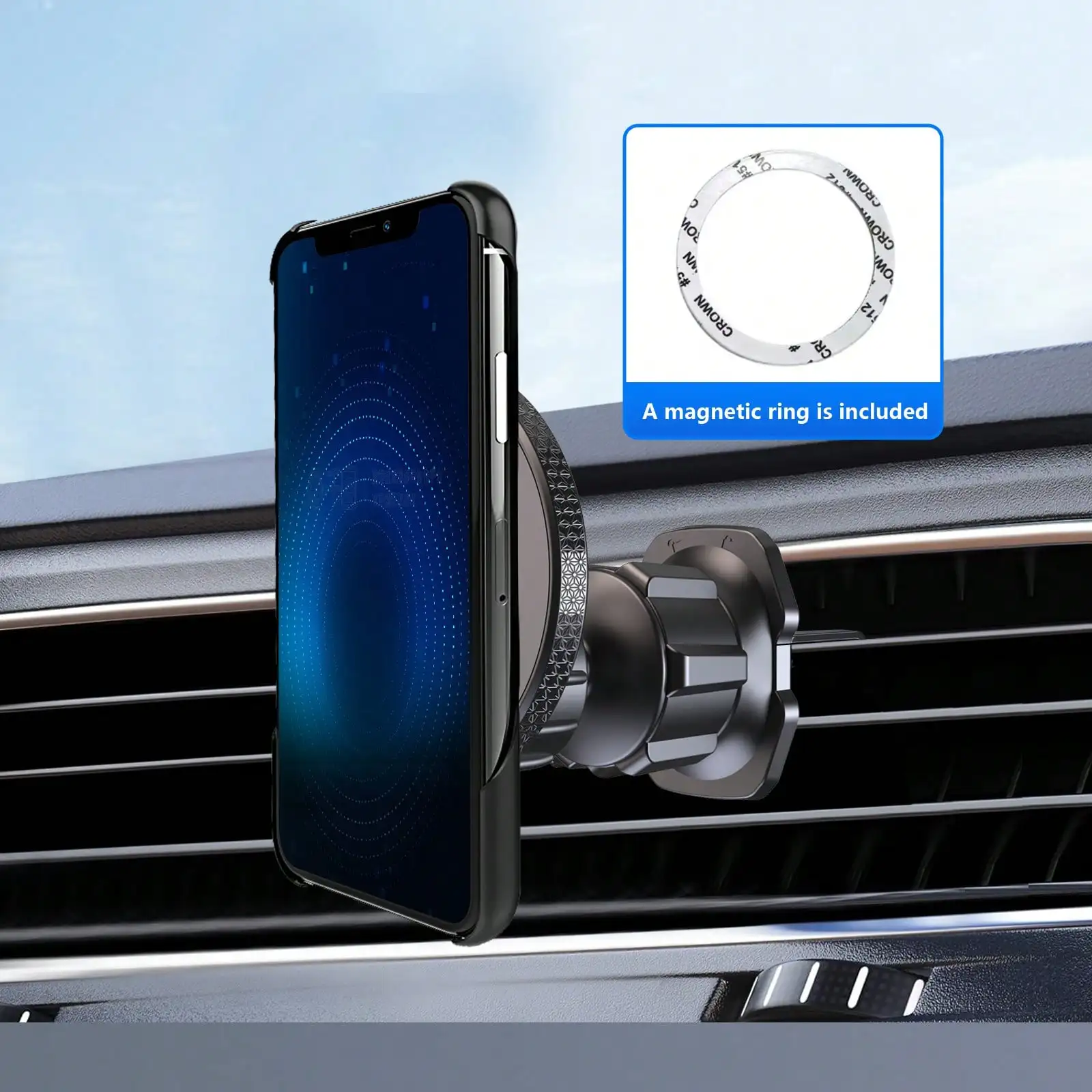 حامل هاتف مغناطيسي مرن بفتحة تهوية للسيارة - عالمي لسلسلة iPhone 12-16