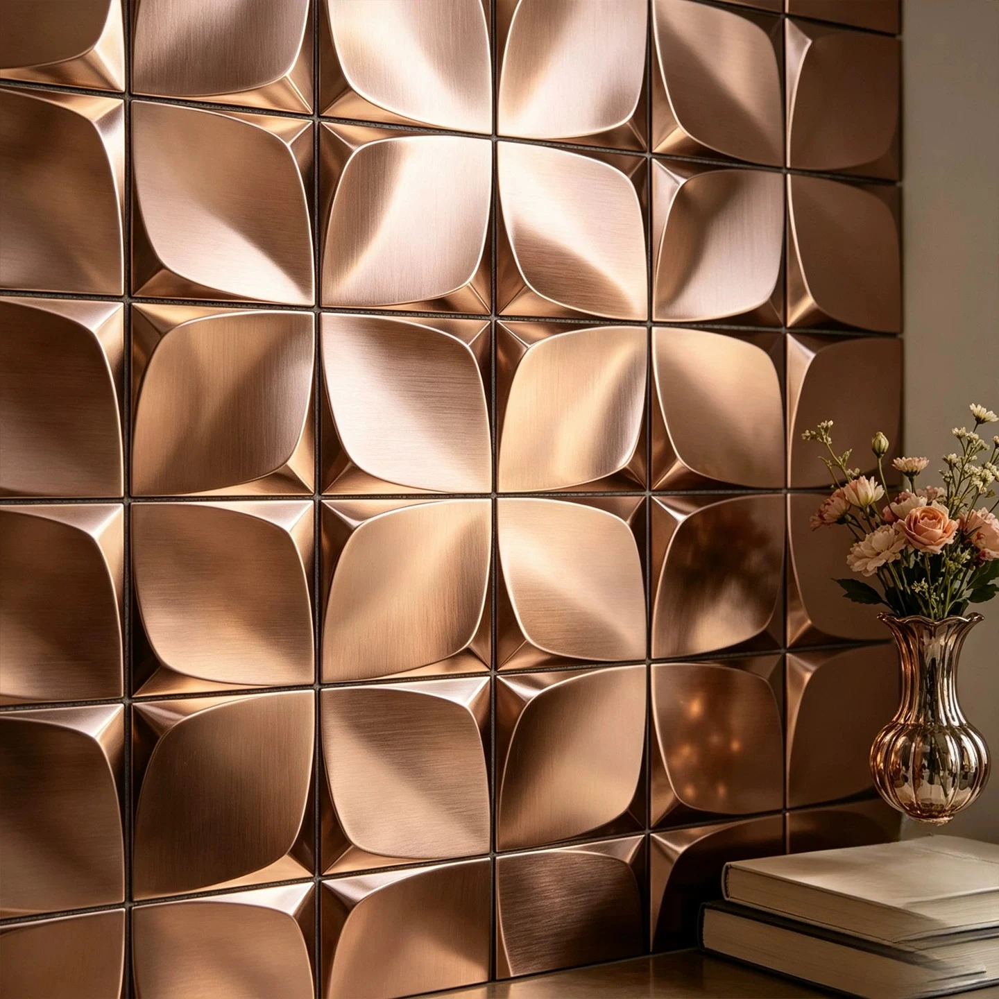 Brushed Stainless Steel Wall Sticker Convex Mirror Mosaic Tile Metal Wall Panel for KTV Bar Club Entrance Background Wall Decor
