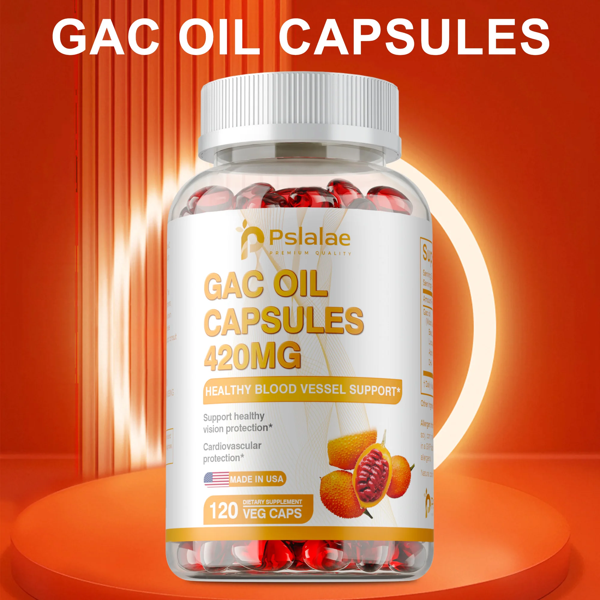 

Gac Oil Capsules - Supports Healthy Vision, Promotes Eye and Cardiovascular Health, Boosts Energy Levels, Boosts Immunity