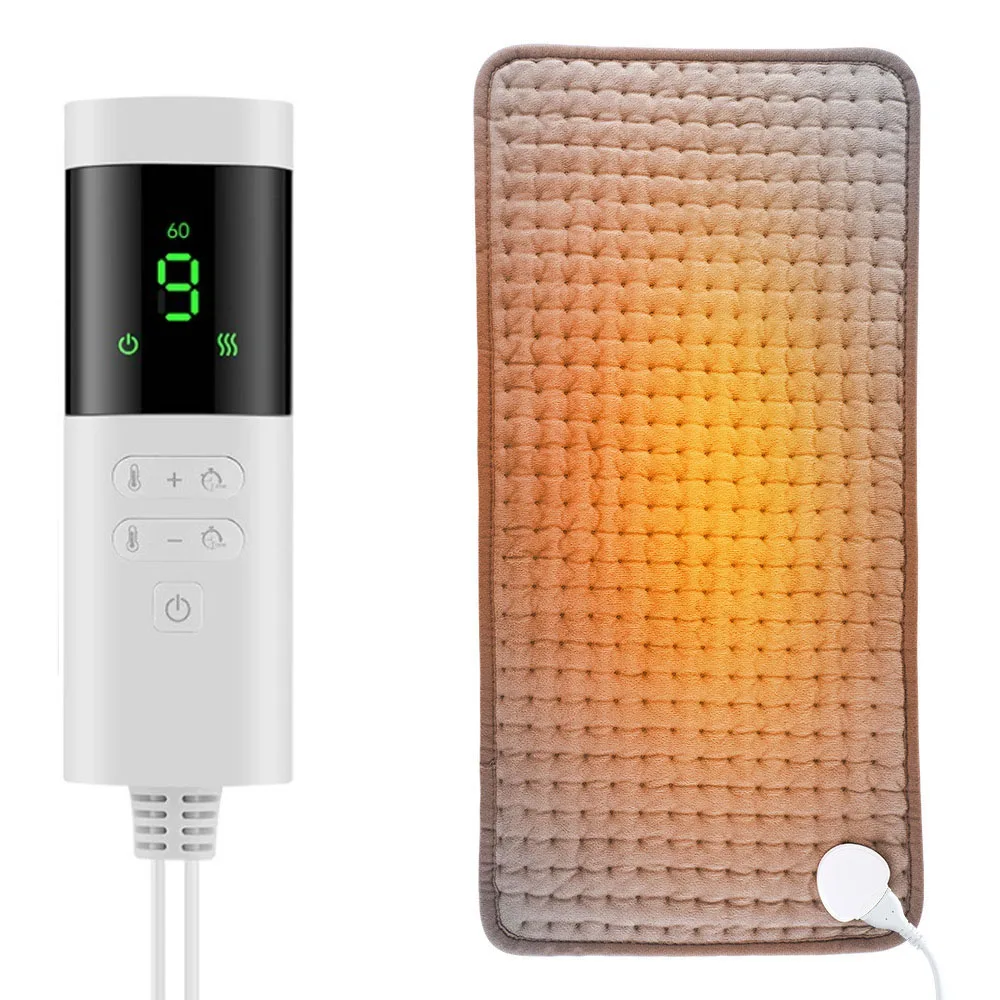 

Heating Pad for Back Shoulder Neck Pain Relief Grey 11.8*23.6 In 30*60cm Crystal Super Soft 10 Temperature Level 3 Timer 45 90