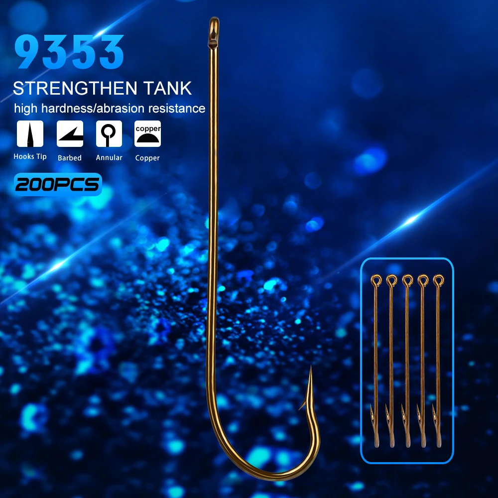 PROBEROS 200 Stück 12 # -6/0 #   Gold Thin-Shank Angelhaken mit Widerhaken Stream Crucian Carp Fishing Tackle Zubehör Großhandel