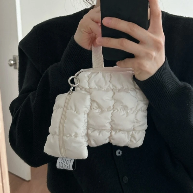 2pcs Cosmetic Pouch Cloud Waist Pack Lightweight Solid Secure Button Closure with Decorative Coin Purse and Headphone Bag
