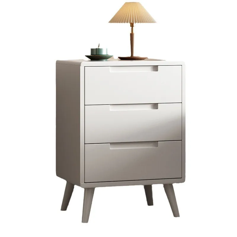 

All solid wood three-pump bedside table Modern log storage cabinet Bedroom storage chest