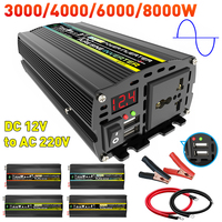 Pure Sine Wave Inverter DC 12V/24V To AC 110V/220V 3000W/4000W/6000W/8000W Car Inverter Converter Power Bank with LED Display