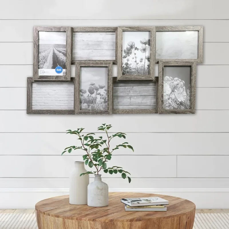 

4x6 8-Opening Linear Gallery Collage Picture Frame, Rustic Gray,Free shippment