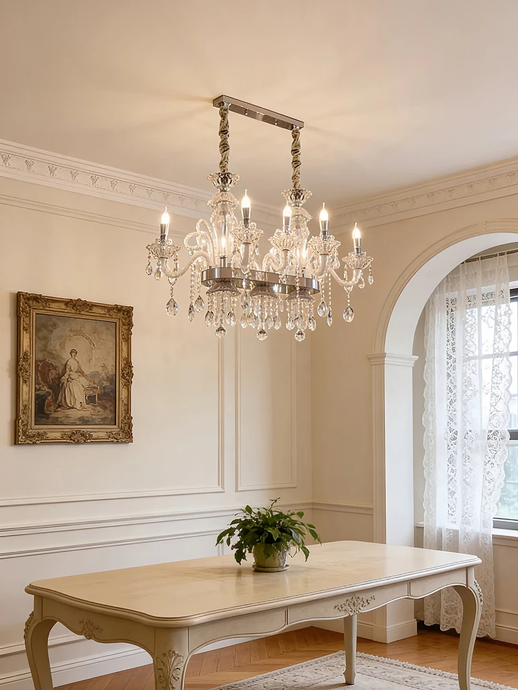 Modern Dining Room Decoration K9 Crystal Clear Chandelier Lights, 15 Lights Transparent Glass Hanging Chandeliers Lustres Nordic