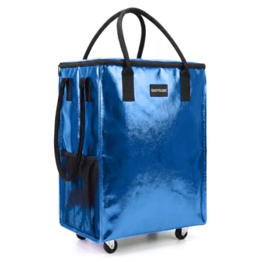 Grocery Bag Rolling Tote Bag on Wheels, Shopping Bag with Wheels Handle Reusable Portable Foldable Heavy Duty Tote on Wheels wi