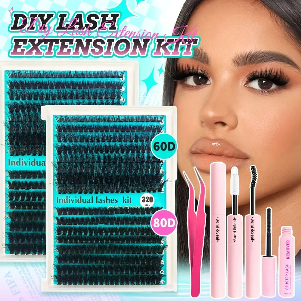 16 Rows 9-16mm Length False Eyelashes Bond and Seal Natural Look DIY Lash Extension Kit Cluster Design Wispy Style