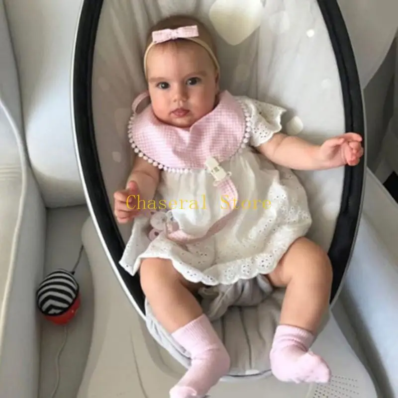 e7ce 3pcs 젖꼭지 체인 아기 머리띠 세트 꽃 프린트 신생아 면화 타월