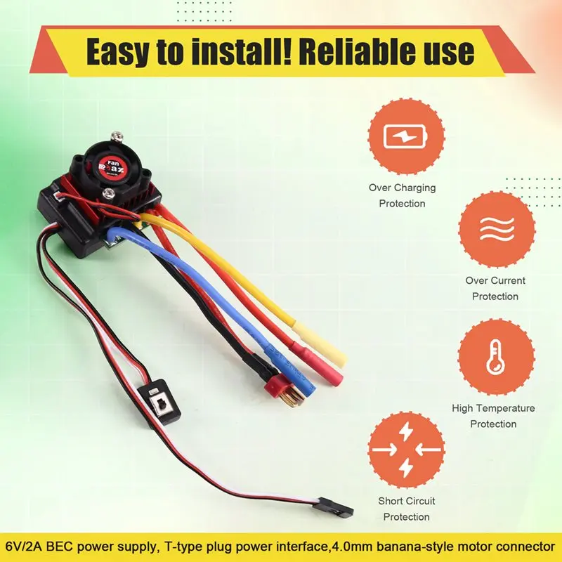 60A Brushless ESC Speed Controller With T Plug 4.0Mm Black