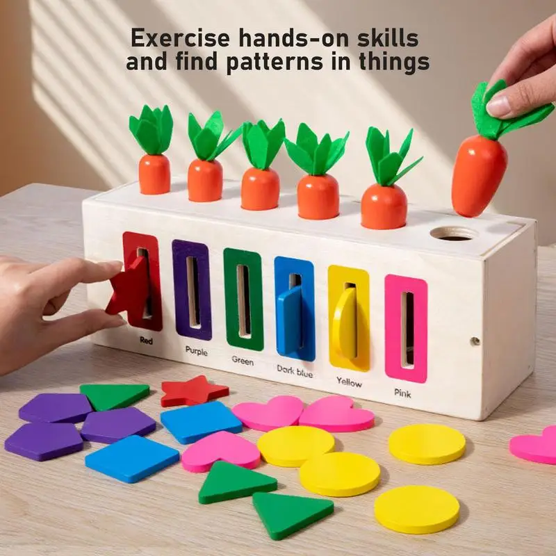 Color Cognitive Shape Matching Games Kids Color Sorting Box Educational Toys Color Sorting Toy Magnetic Carrot Pulling Bead Toy