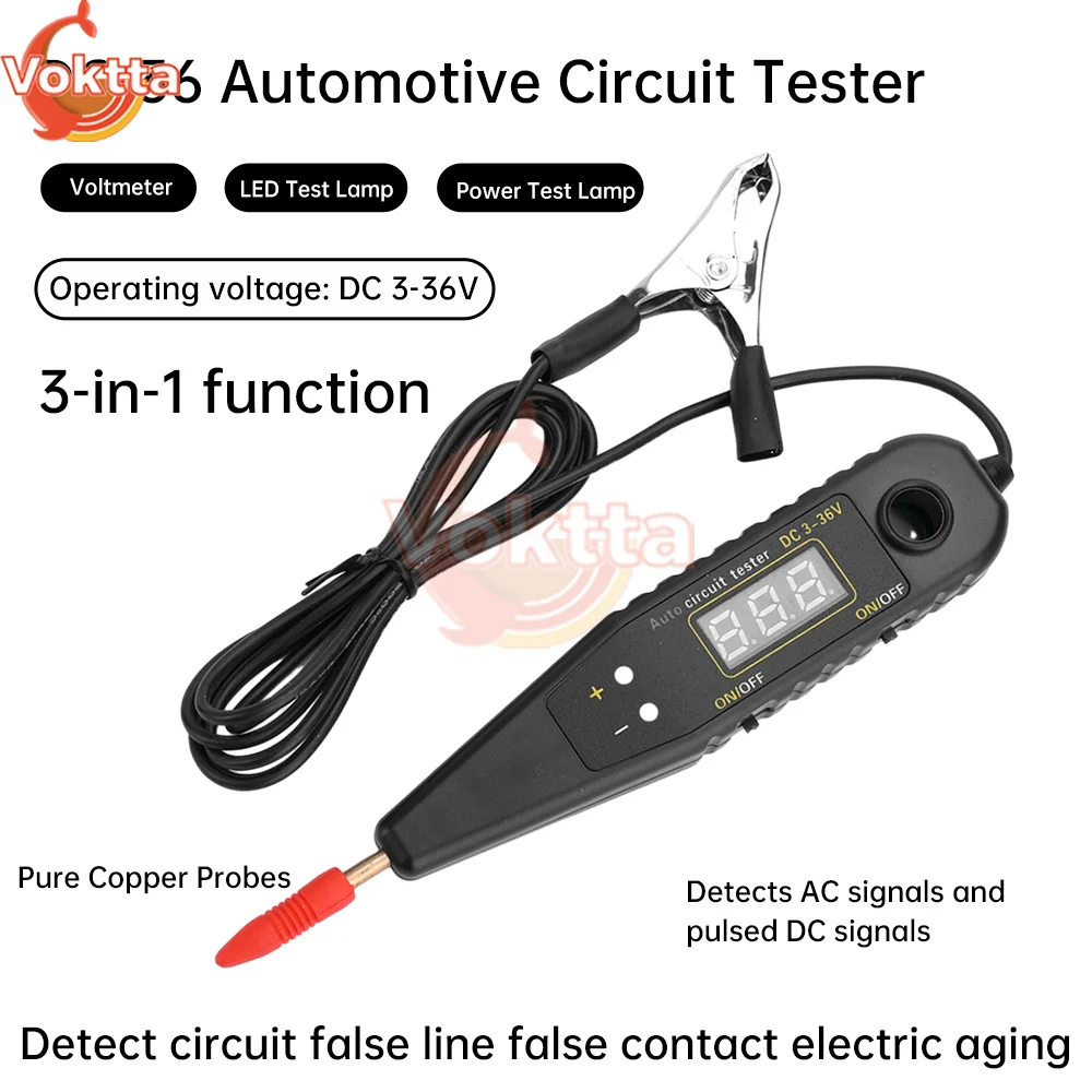 DC 3-36V Voltage Circuit Tester Pen Automotive Electric Pen LED Display Power Probe Voltage Detector Car Repair Diagnostic Tool