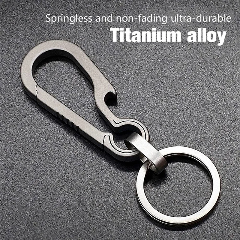 

PA-2Pcs 8cm Titanium Alloy Carabiner Multifunctional Key Chain Simple Pendant Portable