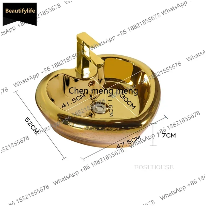 

B567 Креативные золотые раковины для ванной комнаты, элитные умывальники в форме сердца, накладные раковины для туалета, простые кухонные раковины