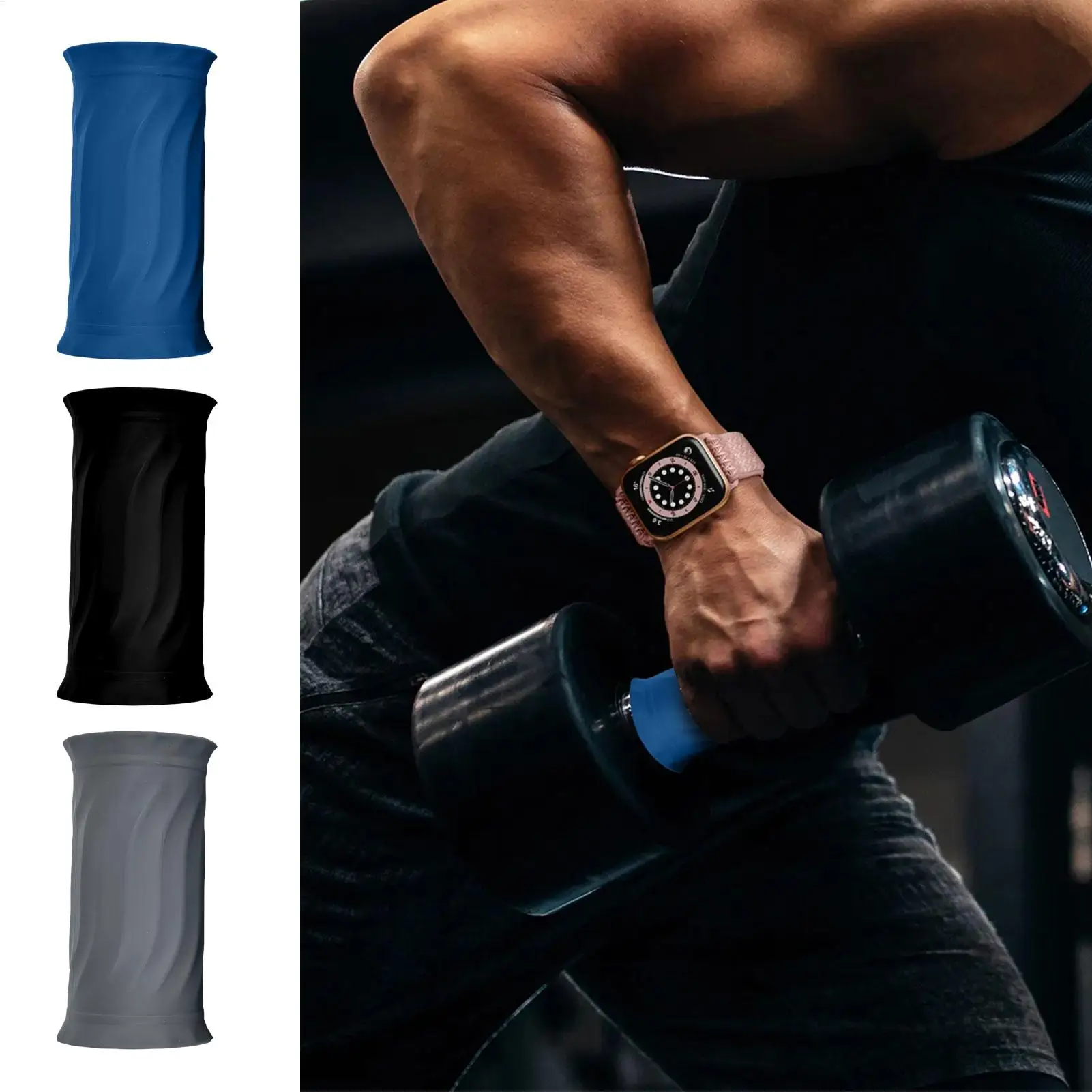 

Силиконовые ручки для гантелей, эргономичные ручки для штанги, утолщенное силиконовое оборудование для фитнеса, подходящее для тренировок по тяжелой атлетики.