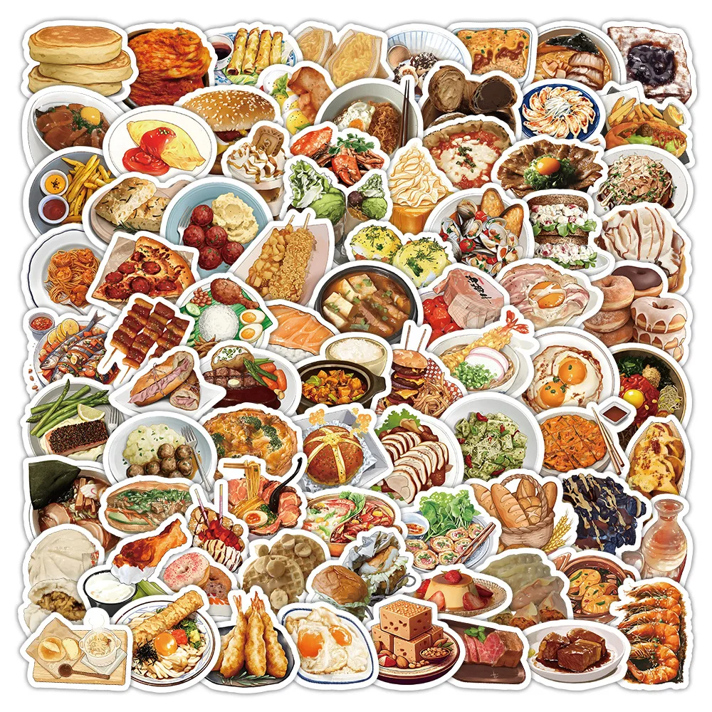 103PCS Cartoon Food Graffiti Stickers DIY Decoration Mobile Phone Case Notebook Water Cup Skateboard Toy Gift Stickers