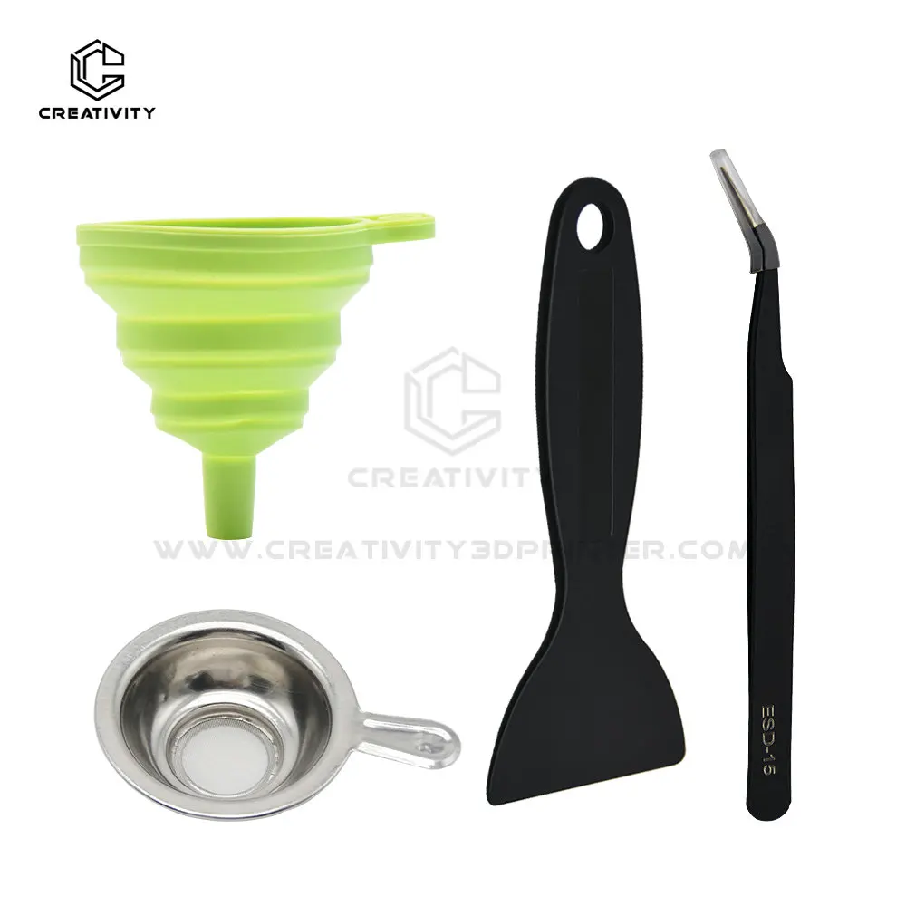 SLA DLP Curing Photon 3D Printer Resin Special Tool Set Plastic Shovel Removal Tool 3D Printer Metal UV Resin Filter Cup