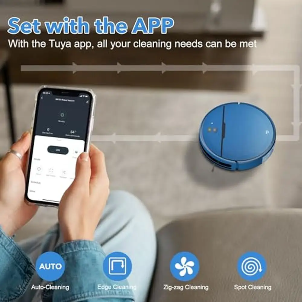 2-in-1 Robot Vacuum and Mopping Cleaner WiFi/App Compatible Up to 2300Pa Suction Smart Voice Control Slim Design Intelligent