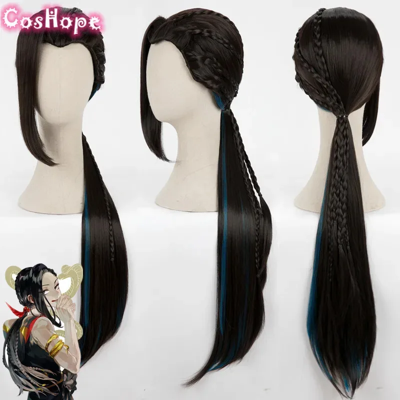 جاميل فايبر تأثيري المرأة طويلة جديلة شعر مستعار أسود تأثيري أنيمي تأثيري مقاومة للحرارة بيروكات صناعية