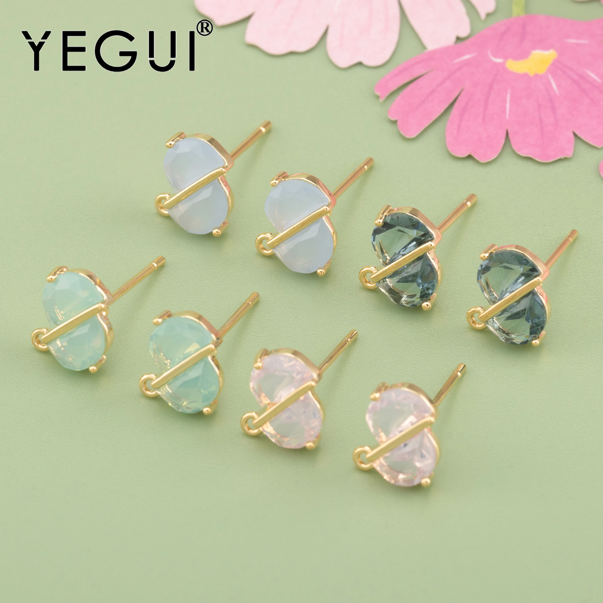 YEGUI MB01,jewelry accessories,nickel free,18k gold plated,copper,zircons,handmade,jewelry making findings,diy earrings,6pcs/lot