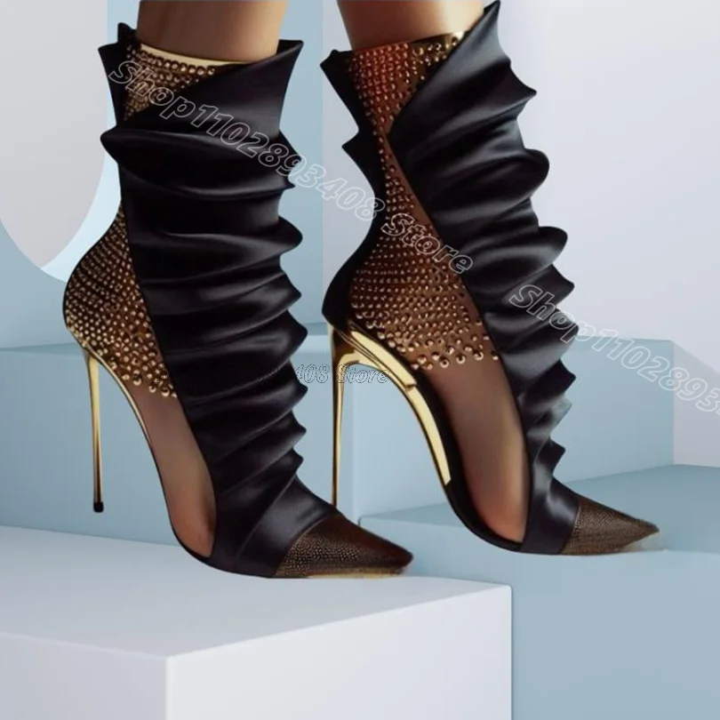 

Black Trim Rivet Decor Sandals Stiletto Pointed Toe British Style Fashion Personality Women Party Sandals Zapatos Para Mujere