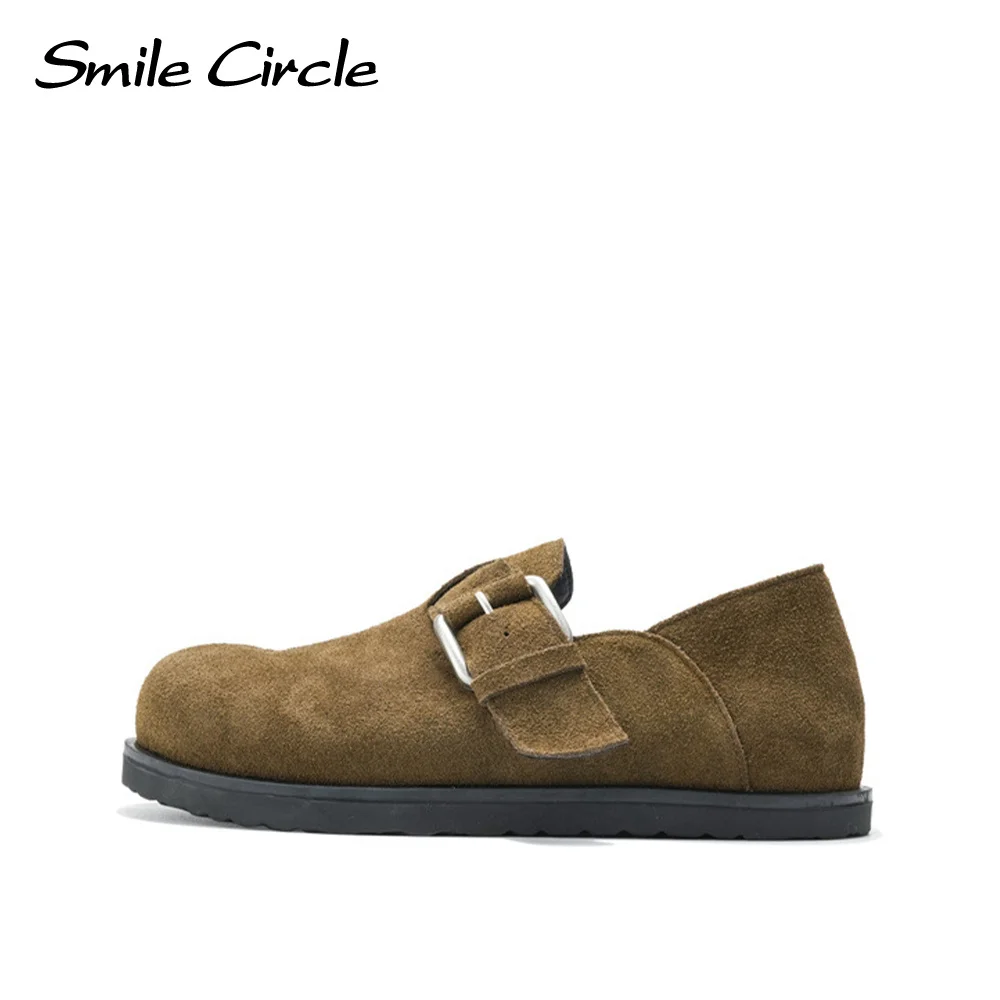 Smile Circle Casual Shoes Suede Leather Platform Flat Shoes Simple And Versatile Fashion Women's Shoes