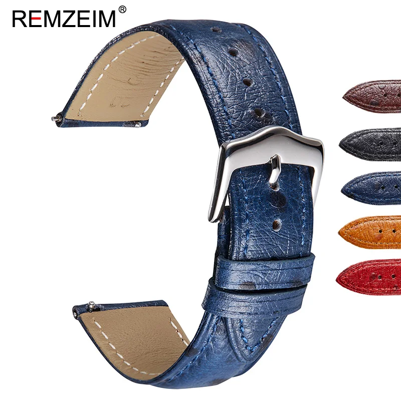 REMZEIM Quick Release Leather Watchbands 18mm 20mm 22m 24mm Casual Belt Smart Watch Strap Soft Leather Bracelet Wrist Watch Band